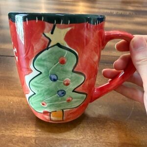 Studio 33 Christmas Tree Large 24oz Hand Painted Mug Cup